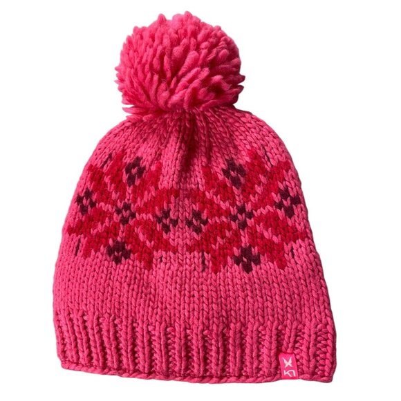 Kari Traa Pink Knit Wool & Acrylic Beanie With Fleece Lining Pom Pom - Picture 1 of 10